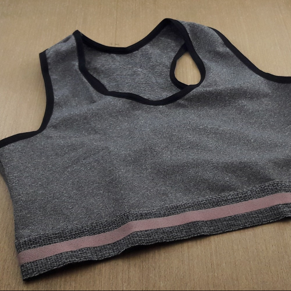 Conjunto Fitness - Tecido em Microfibra Mescla e Top Nadador