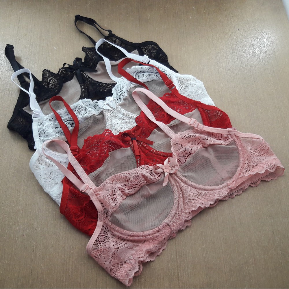 Conjunto Sexy - sem Bojo com Arco em Tule e Renda de Poliamida