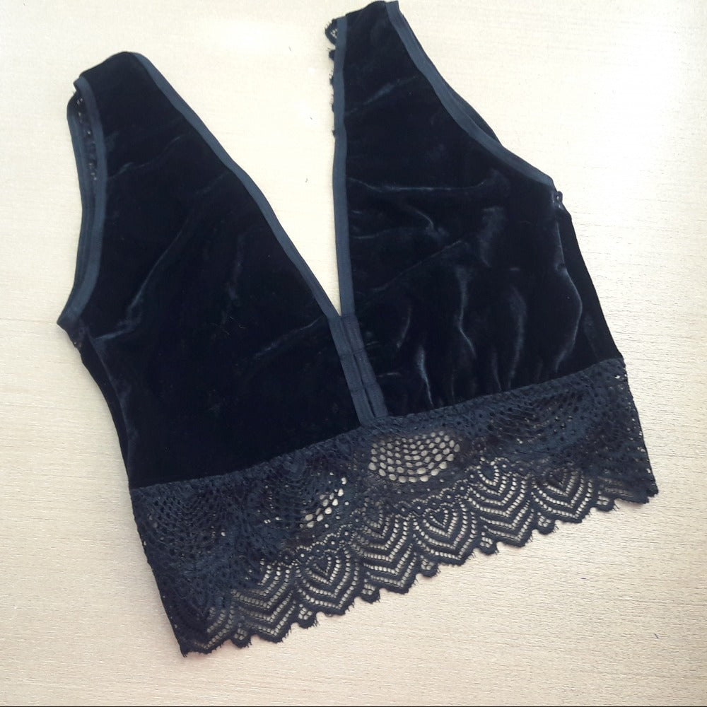 Conjunto Cropped - De Veludo Sutiã Sem Bojo
