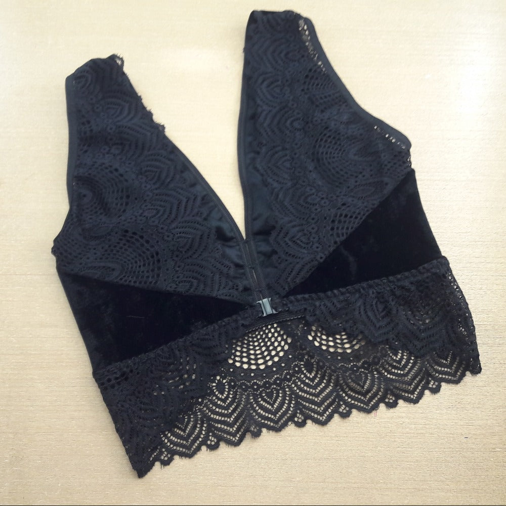 Conjunto Cropped - De Veludo Sutiã Sem Bojo