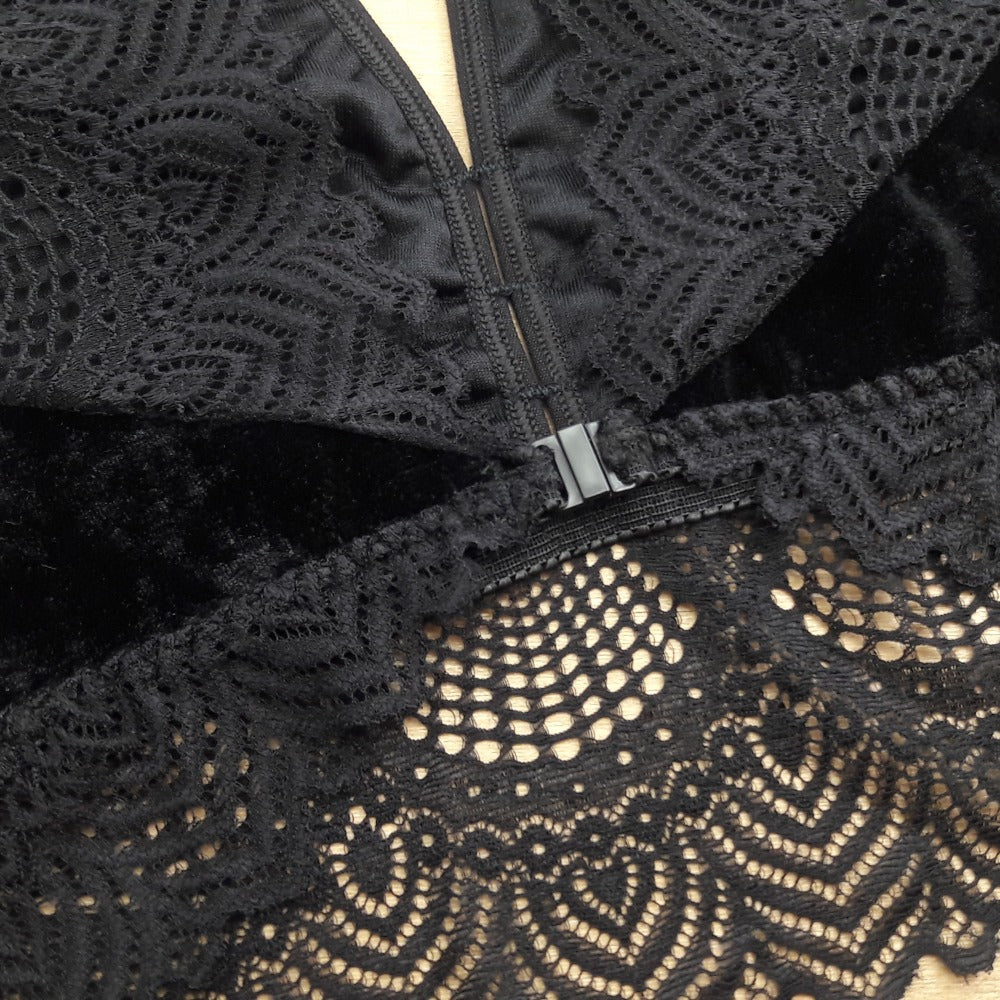 Conjunto Cropped - De Veludo Sutiã Sem Bojo