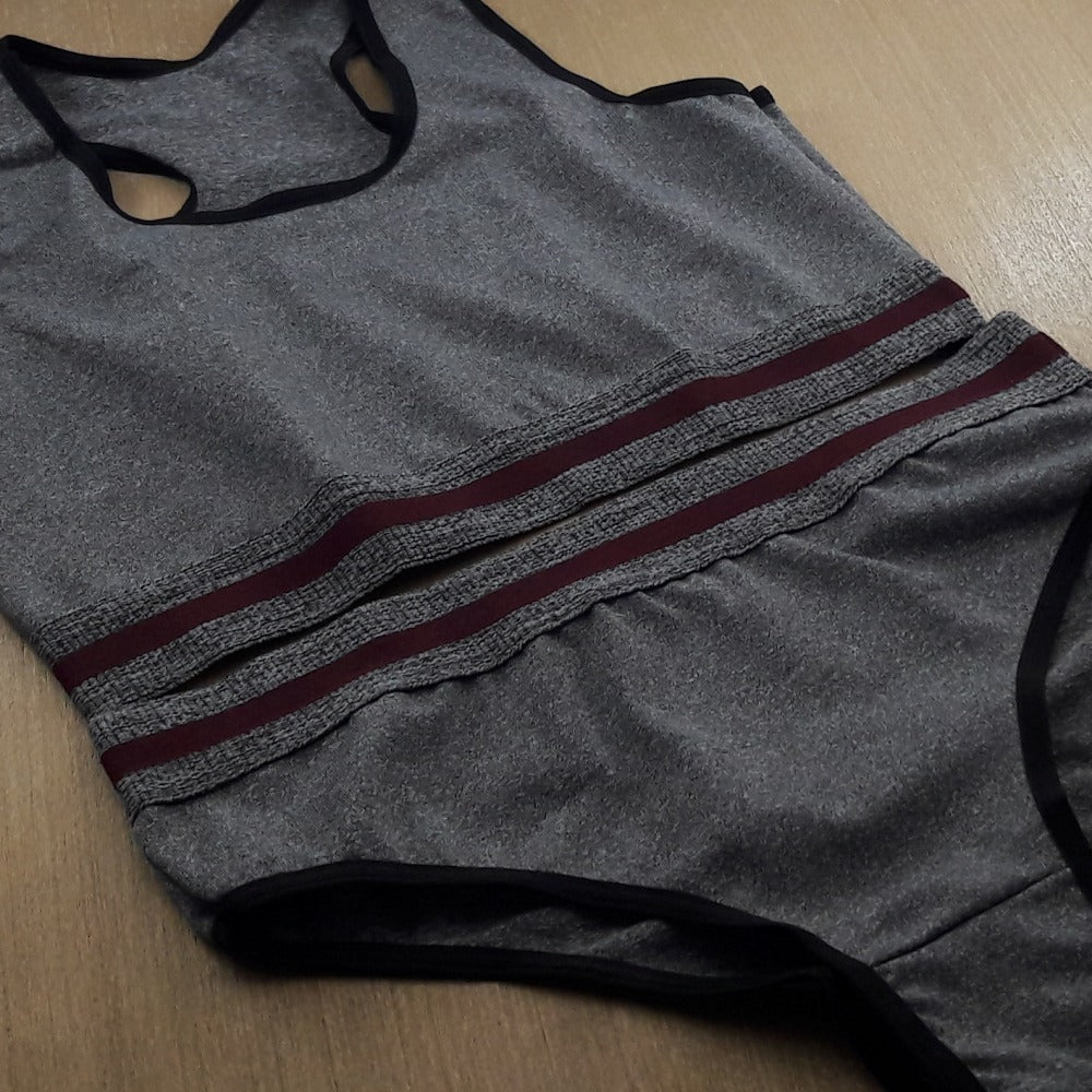 Conjunto Fitness - Tecido em Microfibra Mescla e Top Nadador
