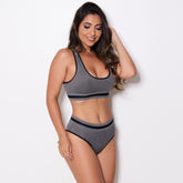 Conjunto Fitness - Tecido em Microfibra Mescla e Top Nadador