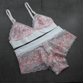 Conjunto Sem Bojo com Renda Bicolor