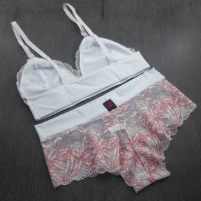 Conjunto Sem Bojo com Renda Bicolor