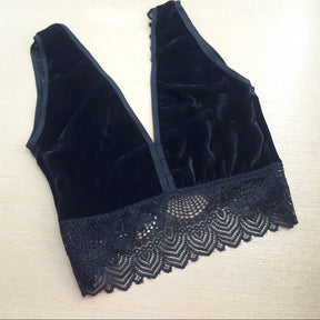 Conjunto Cropped - De Veludo Sutiã Sem Bojo