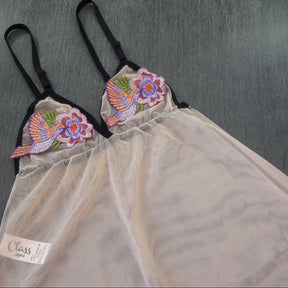 Camisola Transparente - com Tule e Bordado