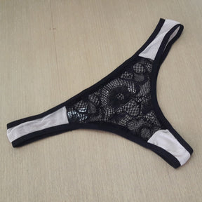 Calcinha Tanga - Renda Transparente em Tule de Poliamida