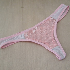 Calcinha Tanga - Renda Transparente em Tule de Poliamida