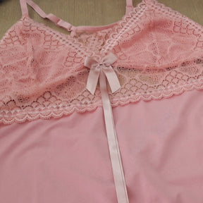 Camisola Plus Size - Microfibra de Poliéster Liso e Laço de Cetim