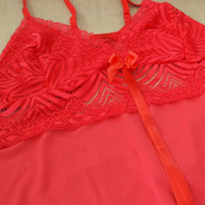 Camisola Plus Size - Microfibra de Poliéster Liso e Laço de Cetim