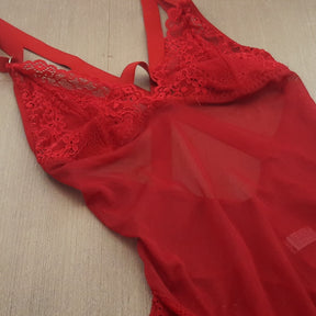 Body de Renda - Sem Bojo com Tecido Tule e Forro em Malha Algodão