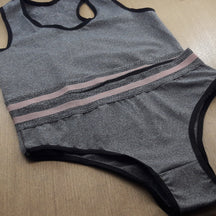 Conjunto Fitness - Tecido em Microfibra Mescla e Top Nadador