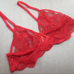 Sutiã de Renda - em Tule Transparente sem Bojo e Alças Reguláveis