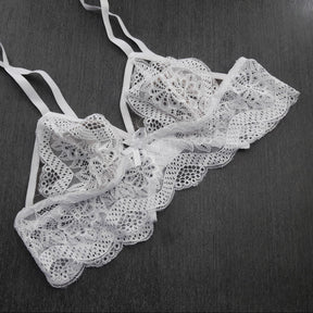 Sutiã de Renda - em Tule Transparente sem Bojo e Alças Reguláveis