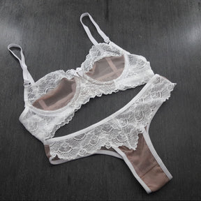 Conjunto Sexy - sem Bojo com Arco em Tule e Renda de Poliamida