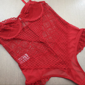 Body Sensual - Modelo Fio e Lindo Decote com Renda e Tecido Tule