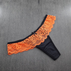 Tanga Fio Duplo - Cós em Renda Neon e Microfibra Lisa