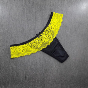 Tanga Fio Duplo - Cós em Renda Neon e Microfibra Lisa