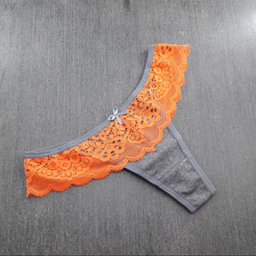 Tanga Fio Duplo - Cós em Renda Neon e Microfibra Lisa
