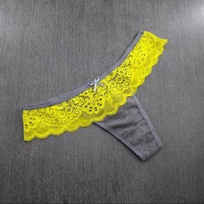 Tanga Fio Duplo - Cós em Renda Neon e Microfibra Lisa