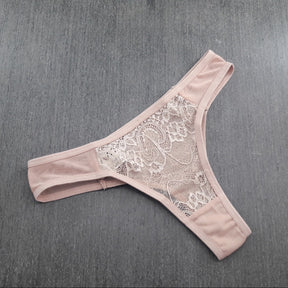 Calcinha Tanga - Renda Transparente em Tule de Poliamida
