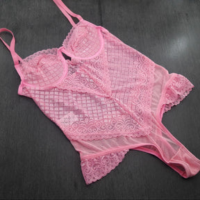 Body Sensual - Modelo Fio e Lindo Decote com Renda e Tecido Tule